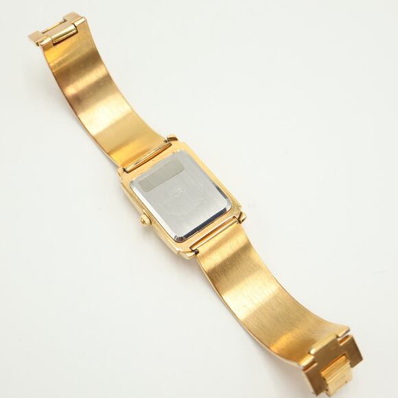 Joan Rivers Gold Tone Black Dial Womens Tank Watch Cuff Bracelet w New Battery - Picture 12 of 13